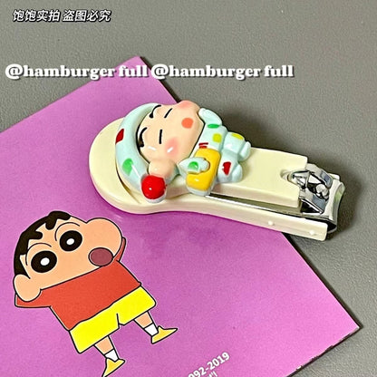 Shinchan Cute Cartoon Nail Clipper Set of 4 with Keychain | Kawaii Shinchan Mini Nail Cutter Set | Portable Travel Nail Clippers for Kids & Adults