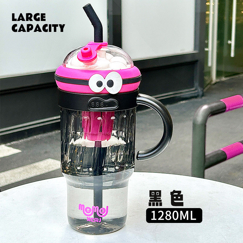 Kawaii Eyes Large Capacity Straw Bottle – 1200ml