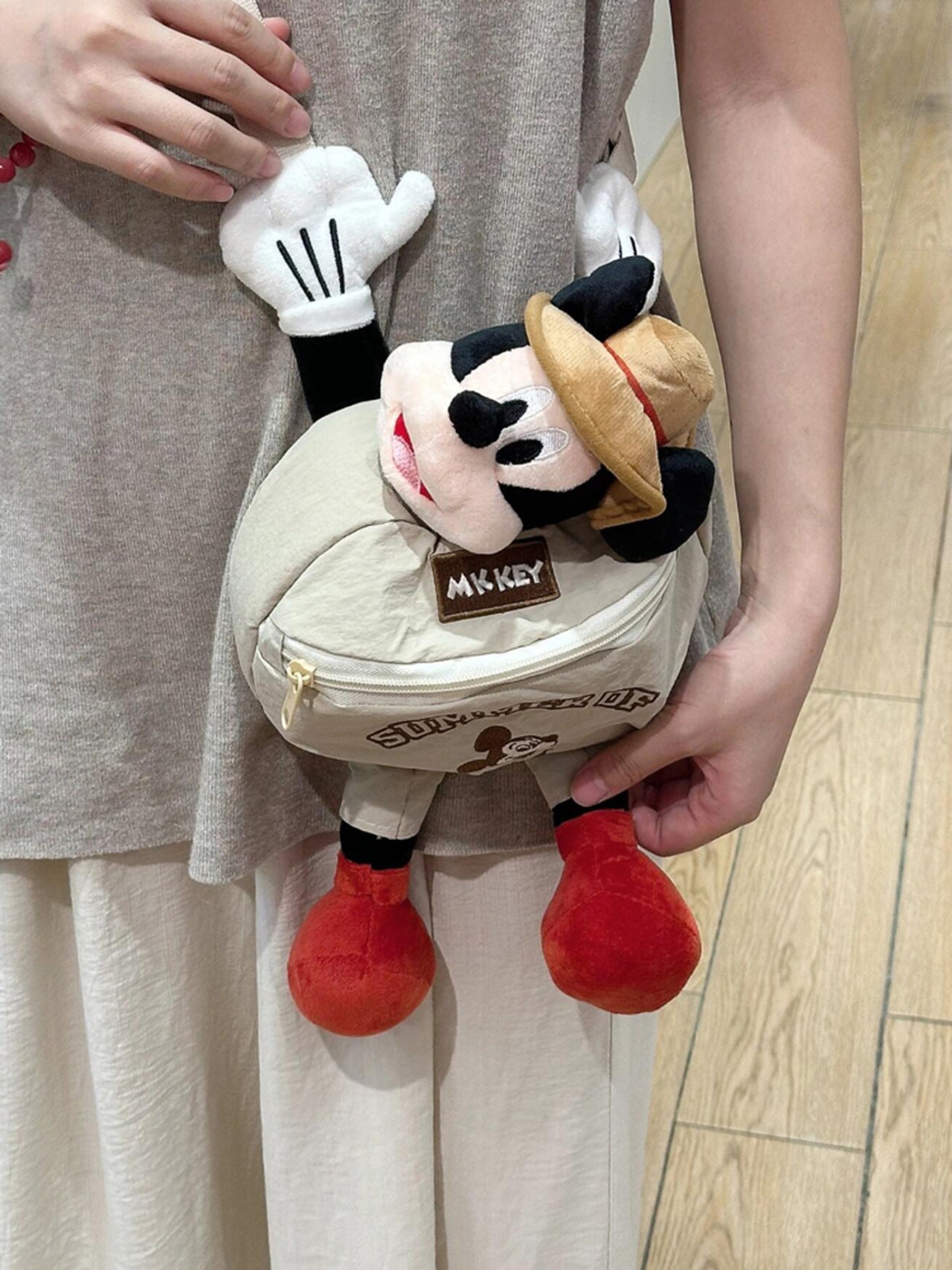 Mickey Mouse Plush Sling Bag & Zipper Pouch | Cute Soft Toy Crossbody Coin Bag for Girls & Kids