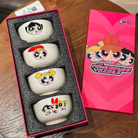 Powerpuff Girls Ceramic Bowl Set of 4 | Cartoon Network Official | Cute Kawaii Kids Soup, Rice & Snack Bowls