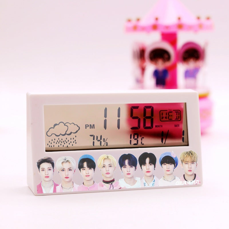 Kawaii K-Pop Aesthetic Premium Gift Hamper – “Happy Every Day” Sticker Set, Digital LED Clock, Cute Stationery Kit & Pastel Cardboard Gift Box