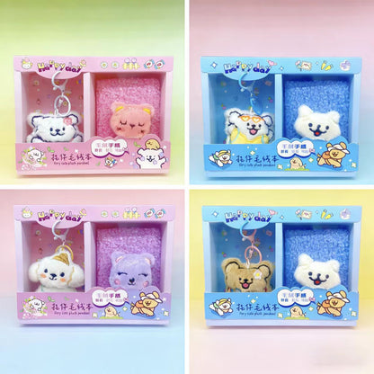Cute Plush Animal Keychain with Mini Diary Gift Set | Kawaii Plush Keyring & Soft Pocket Notebook Combo | Cartoon Bear Diary Gift Box for Girls, Kids & Teens