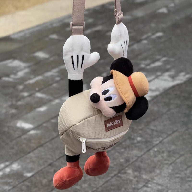Mickey Mouse Plush Sling Bag & Zipper Pouch | Cute Soft Toy Crossbody Coin Bag for Girls & Kids