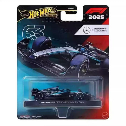 Hot Wheels Premium Formula 1 Die-Cast Cars Pack of 5 – 1:64 Scale F1 2025 Collection (McLaren, Mercedes AMG Petronas, Haas, Visa Cash App RB)