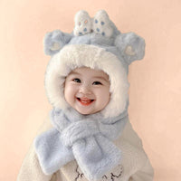 Kawaii Baby Winter Hooded Scarf – Ultra Soft Animal Ear Kids Cap with Neck Warmer