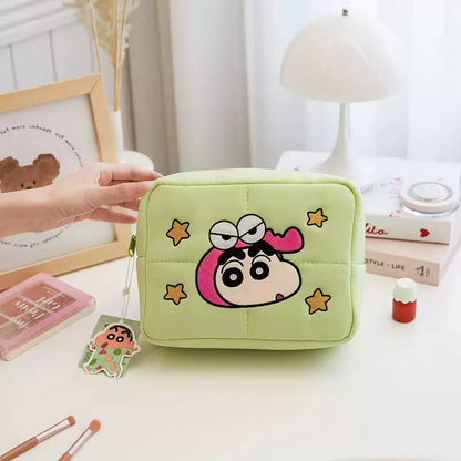 Shinchan Cartoon Cosmetic Pouch | Cute Kawaii Multipurpose Makeup & Stationery Storage Bag (Random Design)