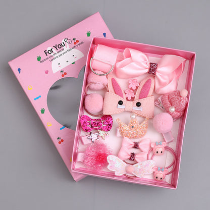 18-Piece Cute Hair Accessories Hamper for Girls | Bow Clips, Hair Bands & Pom Pom Clips | Kawaii Kids Hair Accessories Gift Set