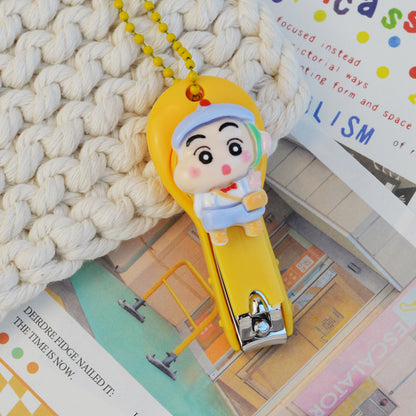 Shinchan Cute Cartoon Nail Clipper Set of 4 with Keychain | Kawaii Shinchan Mini Nail Cutter Set | Portable Travel Nail Clippers for Kids & Adults