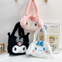 Kawaii Sanrio Plush Shoulder Bag – My Melody, Kuromi & Cinnamoroll Soft Furry Handbag