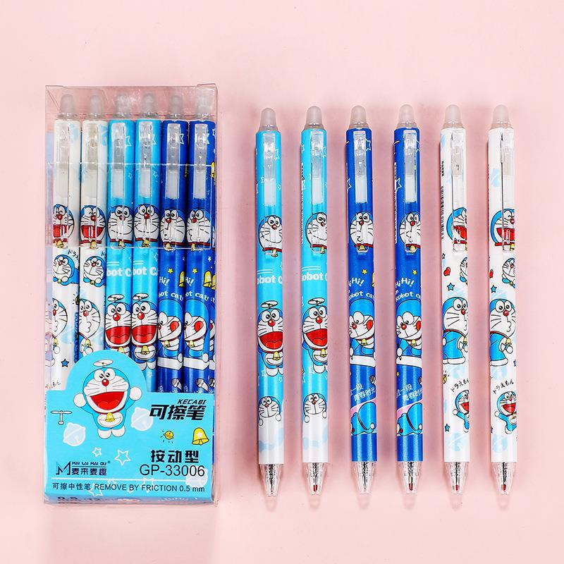 Kawaii 0.5mm Erasable Gel Pen Set (12 PCS) – Cute Cartoon Blue Ink Pens for School, Office & Journaling