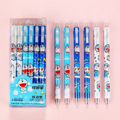 Kawaii 0.5mm Erasable Gel Pen Set (12 PCS) – Cute Cartoon Blue Ink Pens for School, Office & Journaling
