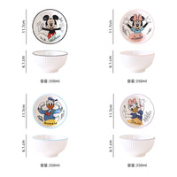 Disney Cartoon Ceramic Bowls  (Mickey, Minnie, Donald, Daisy) (set of 2) with Proper Gift Box– Premium Kids Breakfast & Snack Bowl Collection
