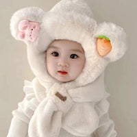Kawaii Baby Winter Hooded Scarf – Ultra Soft Animal Ear Kids Cap with Neck Warmer