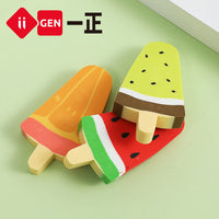 Kawaii Ice Pop Eraser Set of 3 | Cute Popsicle Shaped Erasers for Kids | Cartoon Fruit Erasers for School & Stationery