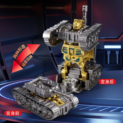 Transforming Tank Robot Spinner Toy | 2-in-1 Tank to Robot Fidget Toy | Finger Spin Decompression Toy | Mini Transformer Tank Toy for Kids & Adults | Stress Relief Desk Toy | Random Color