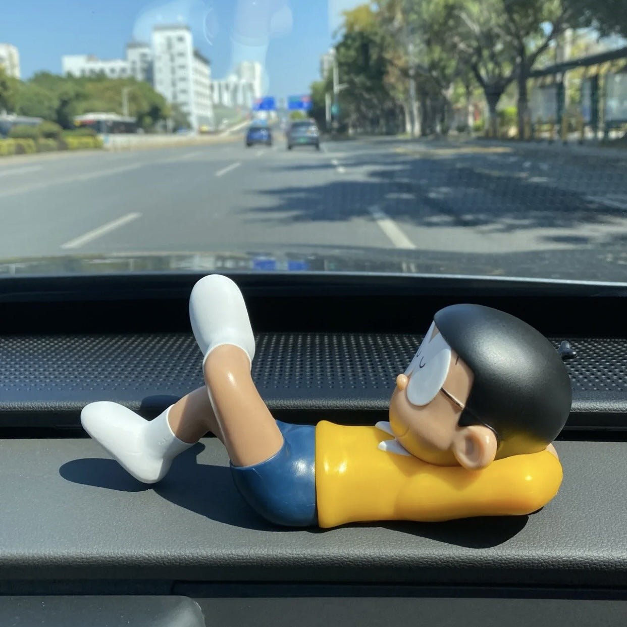Doraemon Nobita Sleeping Car Dashboard Toy | Cute Anime Car Decoration | Kawaii Dashboard Showpiece (18cm)