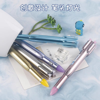 Rocket Shape LED Light Ball Pen | Cute Retractable Fancy Pen for Kids & Students