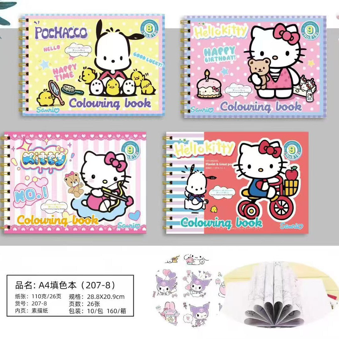 Sanrio Hello Kitty & Friends Colouring Book Set of 2 | Spiral Bound Kids Coloring Book | Drawing & Coloring Activity Book | Gift for Kids, Toddlers, Girls & Boys