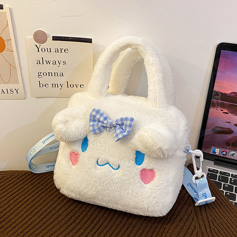 Kawaii Plush Cartoon Character Handbag for Girls – Cute Furry Crossbody Bag | Sanrio & Cartoon Style Shoulder Bag