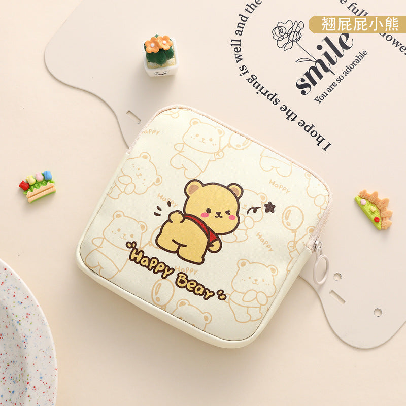 Cute Bear Mini Zipper Pouch | Kawaii Coin Purse & Makeup Organizer | Portable Storage Case for Earbuds, Cosmetics, Jewellery & Small Essentials