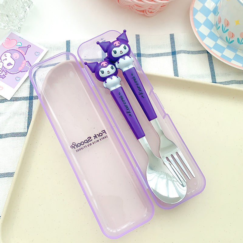 Sanrio Character Fork & Spoon Set with Case – Cute Travel Cutlery for Kids & Adults