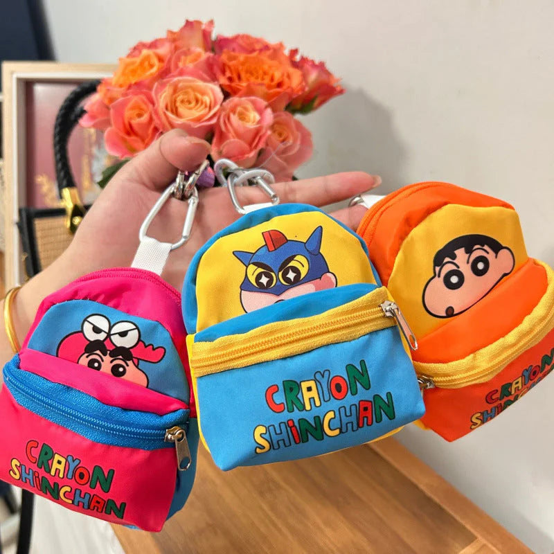 Crayon Shinchan Mini Coin Purse with Keychain – Cute Cartoon Zipper Pouch for Kids & Anime Fans