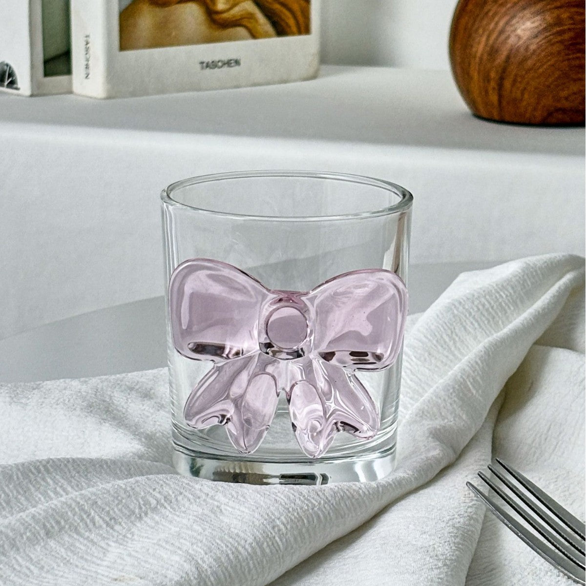 Kawaii Pink Bow Glass Cup – Cute 3D Bow Drinking Glass for Milk, Coffee, Juice & Aesthetic Home Décor