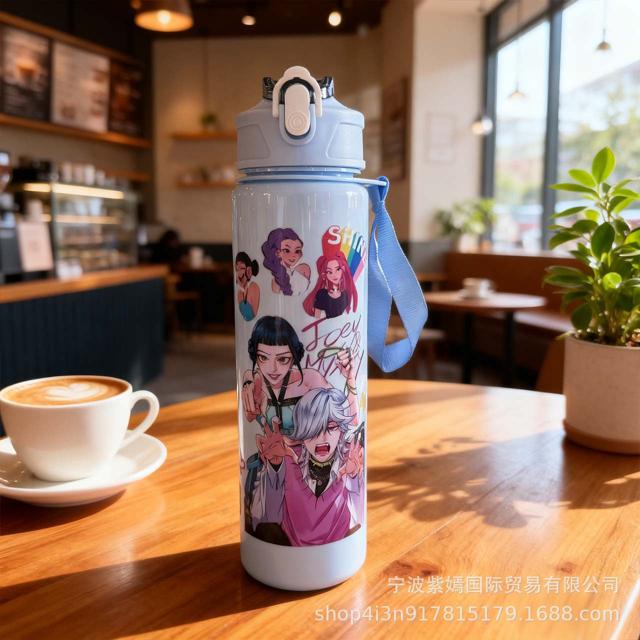 700ml K-Pop Cartoon Water Bottle with Strap | Cute Korean Idol Design Leak-Proof Flip Lid Sipper Bottle for School, Travel & Daily Use