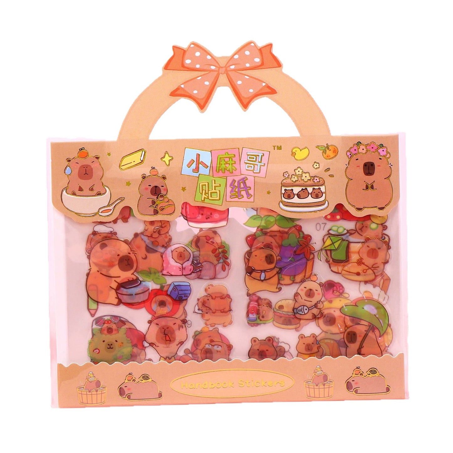 Kawaii Capybara Handbook Stickers – Cute Cartoon Scrapbook & Journal Sticker Pack (Pack of 6)