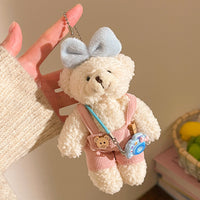Kawaii Teddy Bear Plush Keychain Bag Charm – Mini Soft Toy Bear Pendant (3 Cute Variants)
