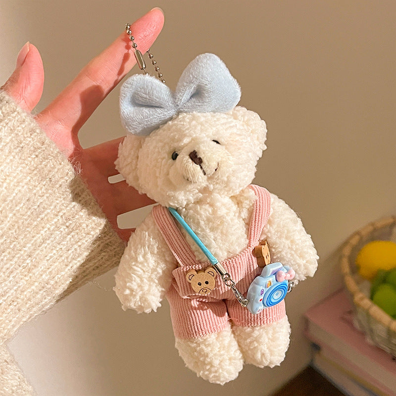 Kawaii Teddy Bear Plush Keychain Bag Charm – Mini Soft Toy Bear Pendant (3 Cute Variants)