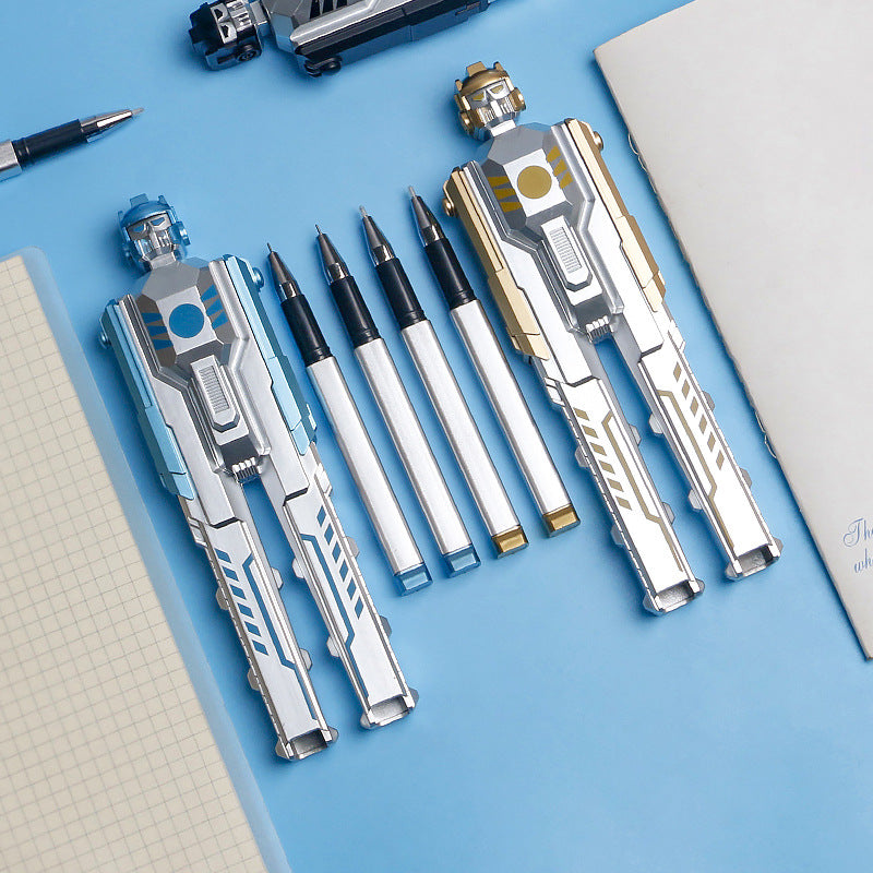 Transformer Robot Pen Stand with 2 Ball Pens | Action Figure Desk Organizer for Kids & Gift Item