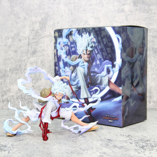 Monkey D. Luffy Gear 5 Nika Action Figure – 17 cm One Piece Anime Collectible Statue with Box | Luffy Anime Figurine for Desk, Shelf & Otaku Collection