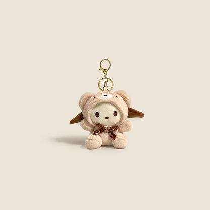 Kawaii Sanrio Bear Hoodie Plush Keychain – Cute Hello Kitty, My Melody & Cinnamoroll Soft Toy Bag Charm Keyring