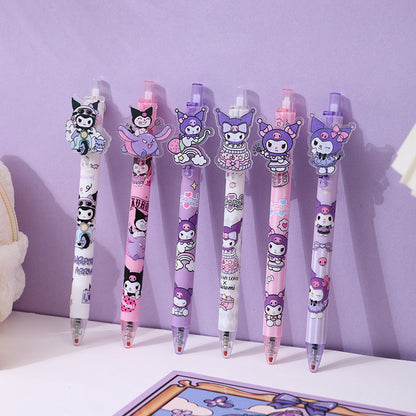 Kuromi Kawaii Gel Pen Set – Pack of 6 Cute Cartoon Writing Pens for Kids, Students & Anime Lovers