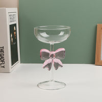 Pink Bow Coupe Glass | Cute Aesthetic Cocktail & Champagne Glass | Kawaii Glassware for Drinks & Desserts