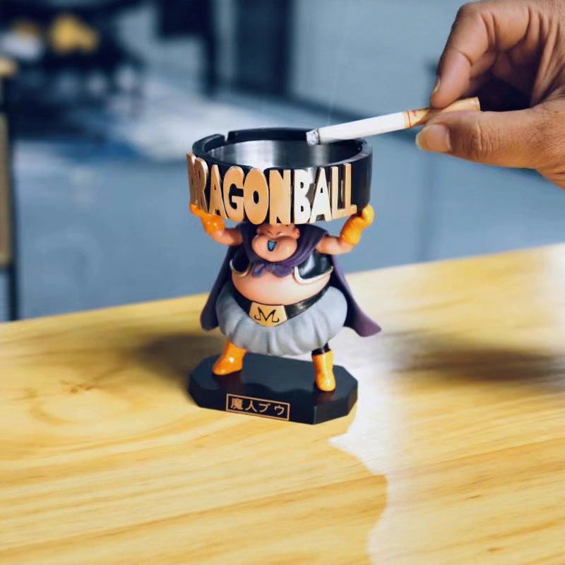 Dragon Ball Z Majin Buu (Fat Buu) Standing Ashtray with Storage Box – Anime Collectible Ash Tray Figure | DBZ Smoking Accessory | Cartoon Resin Desk Decor