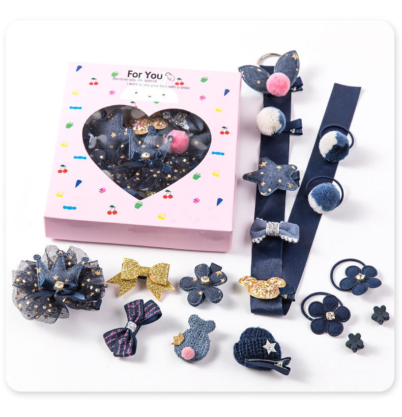18-Piece Cute Hair Accessories Hamper for Girls | Bow Clips, Hair Bands & Pom Pom Clips | Kawaii Kids Hair Accessories Gift Set
