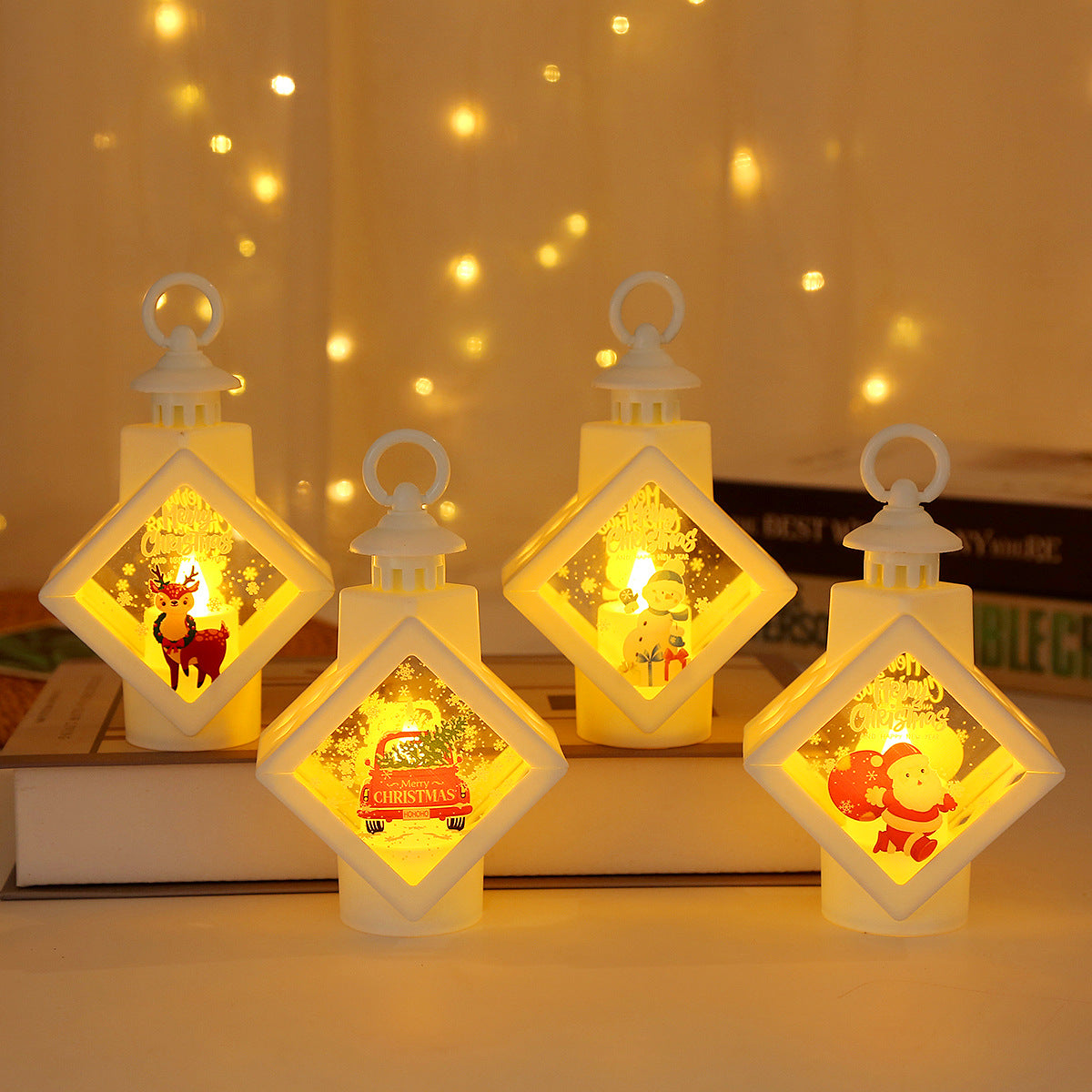 LED Christmas Theme Decorative Lantern – Warm White Festive Glow Lamp for Home Décor