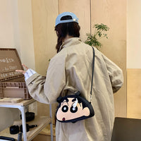 Cute Shinchan Face Plush Sling Bag for Girls – Kawaii Mini Shoulder Bag | Soft Anime Character Crossbody Handbag