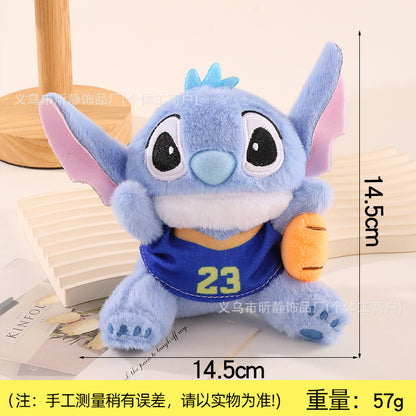 Kawaii Sports Alien Plush Keychain Toy – Mini Blue Cute Stuffed Doll Bag Charm | Basketball & Football Variants (14.5cm)