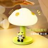 Kawaii Mushroom Table Lamp with Cute Panda Figurine – LED Night Light for Bedroom & Study