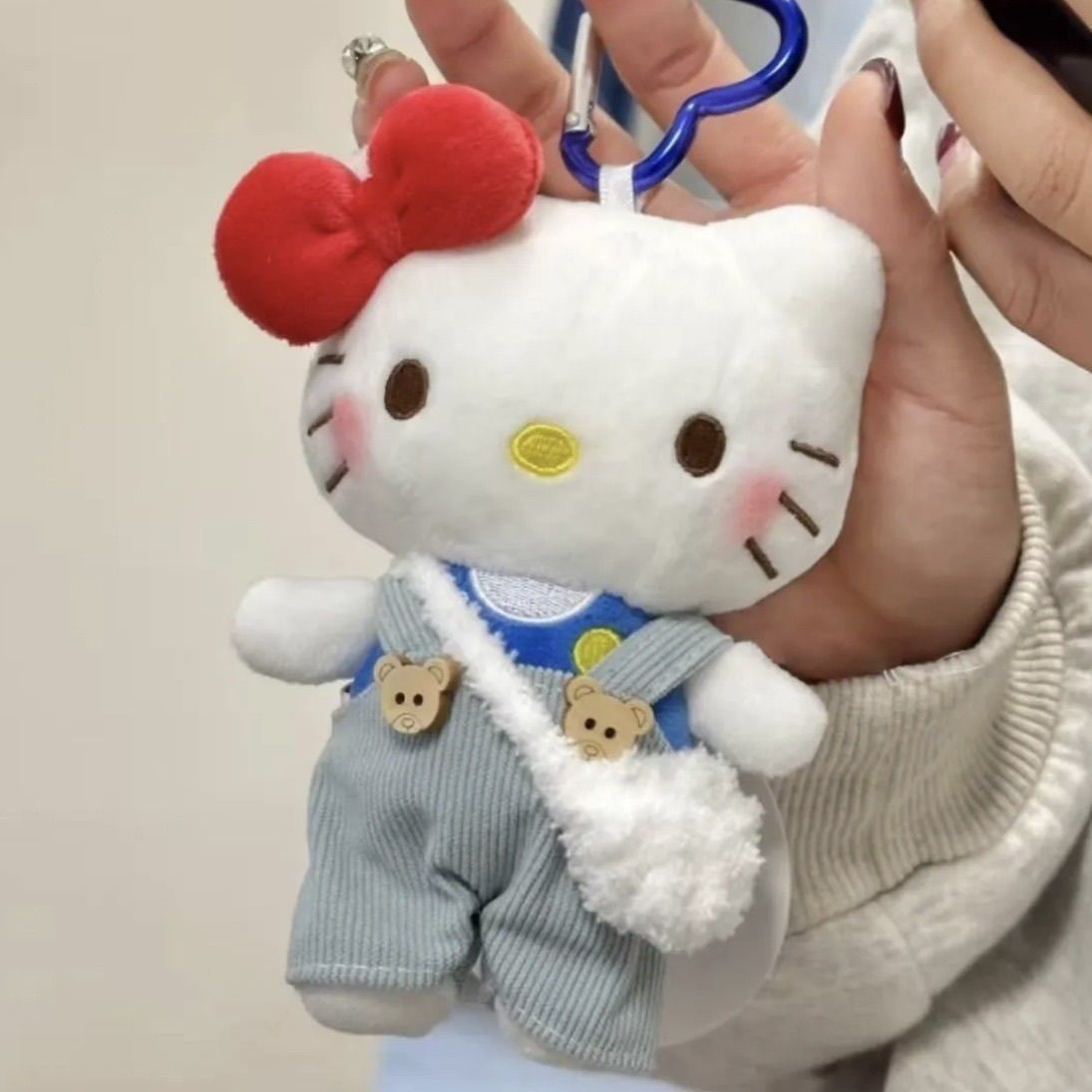 Hello Kitty Plush Keychain with Removable Clothes – Cute Sanrio Soft Toy Bag Charm for Girls