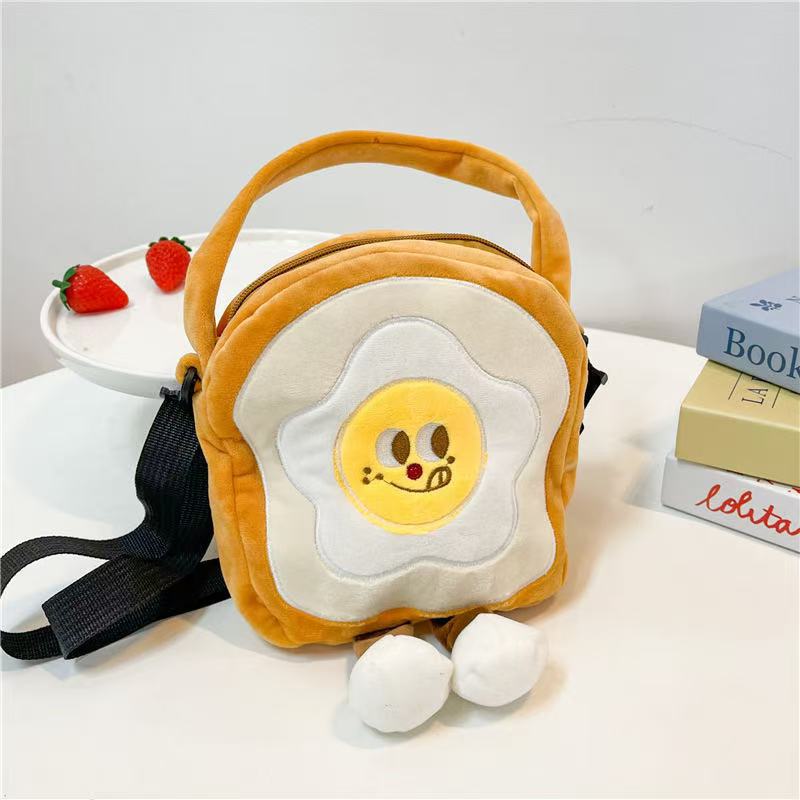 Kawaii Food Plush Sling Bag for Kids & Girls – Cute Hamburger, Fries, Toast & Drink Soft Mini Shoulder Bag