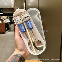 Zootopia Cartoon Character Cutlery Set with Case – Nick Wilde, Judy Hopps, Flash Sloth, Clawhauser & Bellwether Portable Spoon Fork Chopsticks Lunch Set