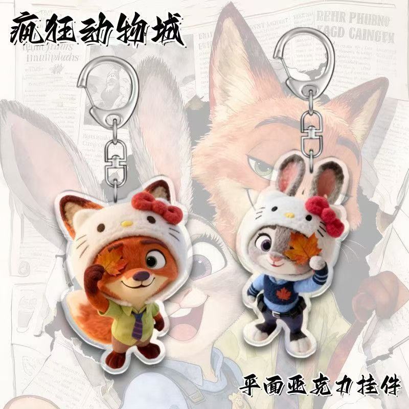 Zootopia Nick Wilde & Judy Hopps Acrylic Keychain Set (2 PCS) – Cute Cartoon Anime Keyring Bag Charm | Kawaii Key Holder