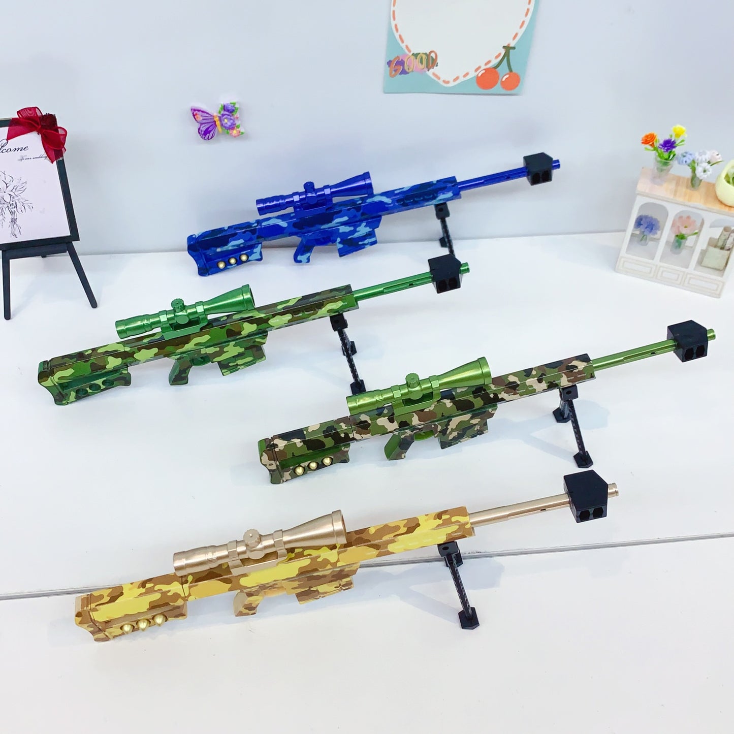 Camouflage Sniper Rifle Gel Pen | Barrett Gun Shape Black Ink Pen 0.5mm | Military Rifle Novelty Pen for Kids, Students, Office Desk & Gift