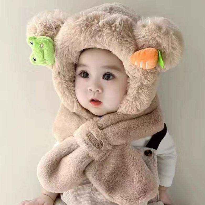 Kawaii Baby Winter Hooded Scarf – Ultra Soft Animal Ear Kids Cap with Neck Warmer
