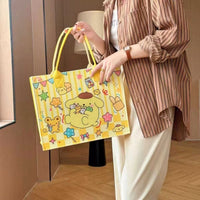 Sanrio Kawaii Canvas Tote Bag Set – My Melody, Kuromi, Cinnamoroll & Pompompurin Handbags | Cute Japanese Aesthetic Shopping Bags for Girls