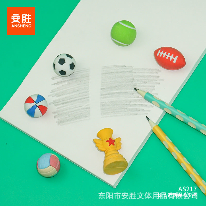 Kawaii Sports Ball Eraser Set | Cute Mini Erasers for Kids